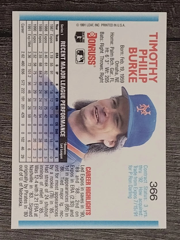 1992 Donruss #366 Tim Burke