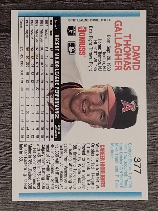 1992 Donruss #377 Dave Gallagher