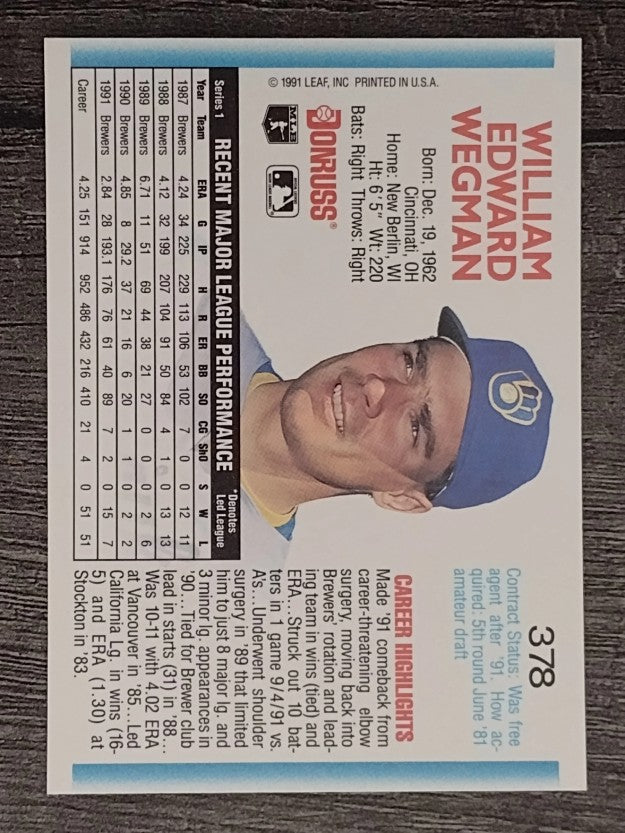 1992 Donruss #378 Bill Wegman