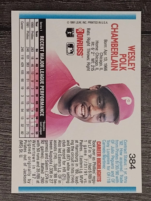 1992 Donruss #384 Wes Chamberlain
