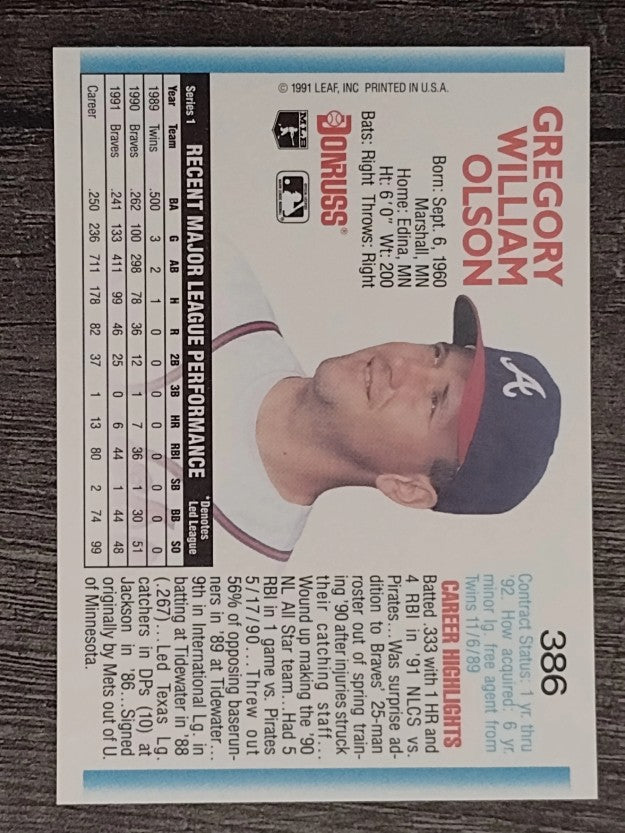 1992 Donruss #386 Greg Olson