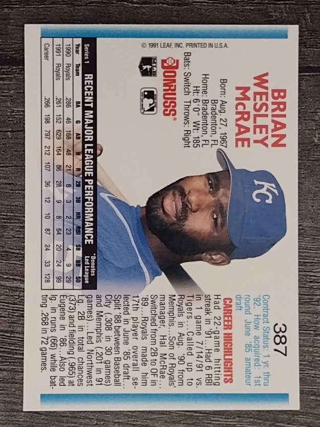 1992 Donruss #387 Brian McRae