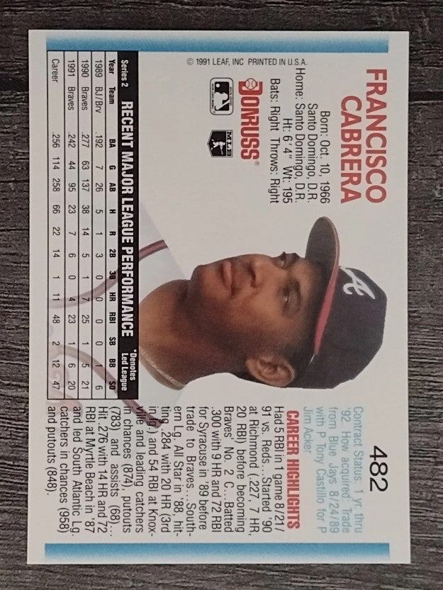 1992 Donruss #482 Francisco Cabrera
