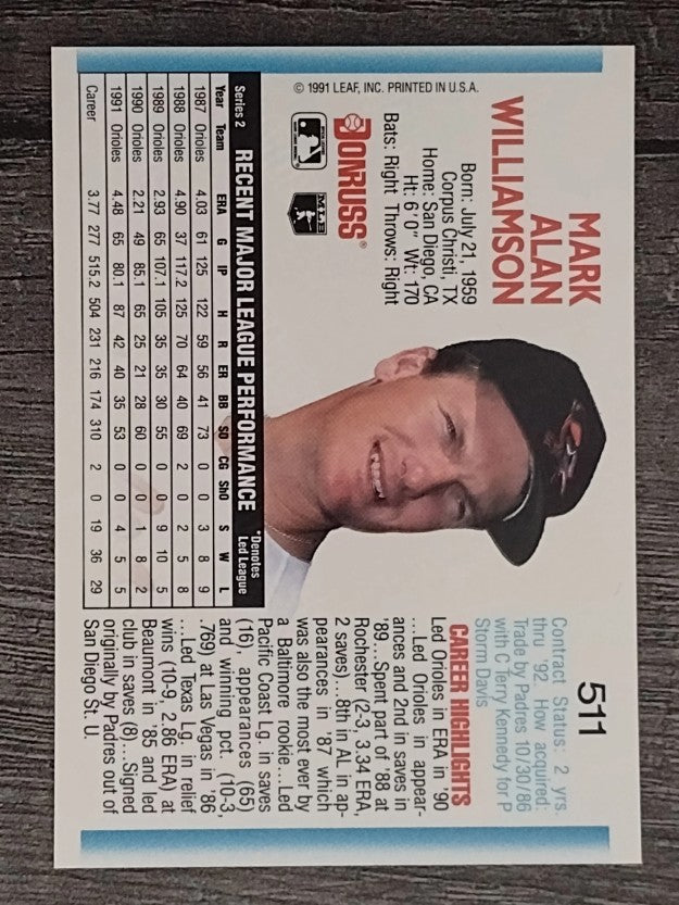 1992 Donruss #511 Mark Williamson