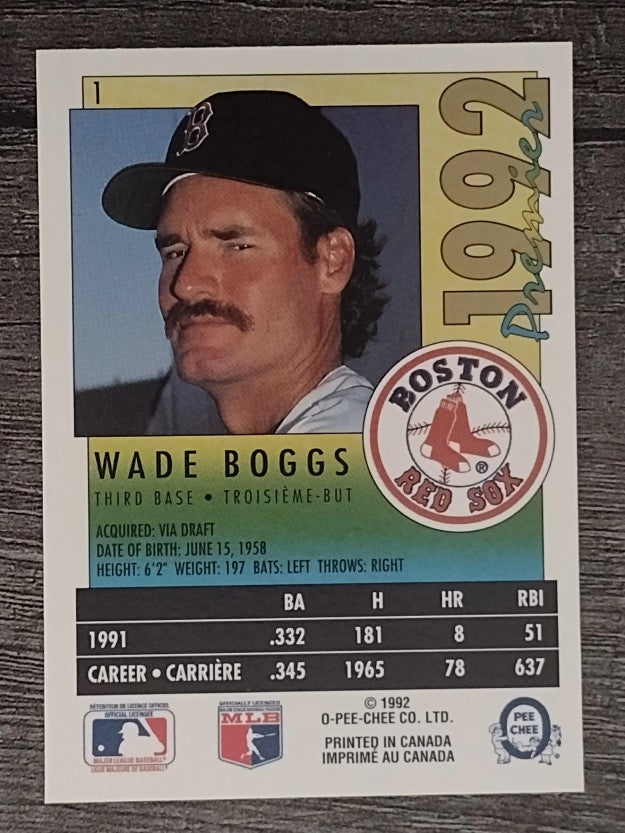 1992 O-Pee-Chee Premier #1 Wade Boggs