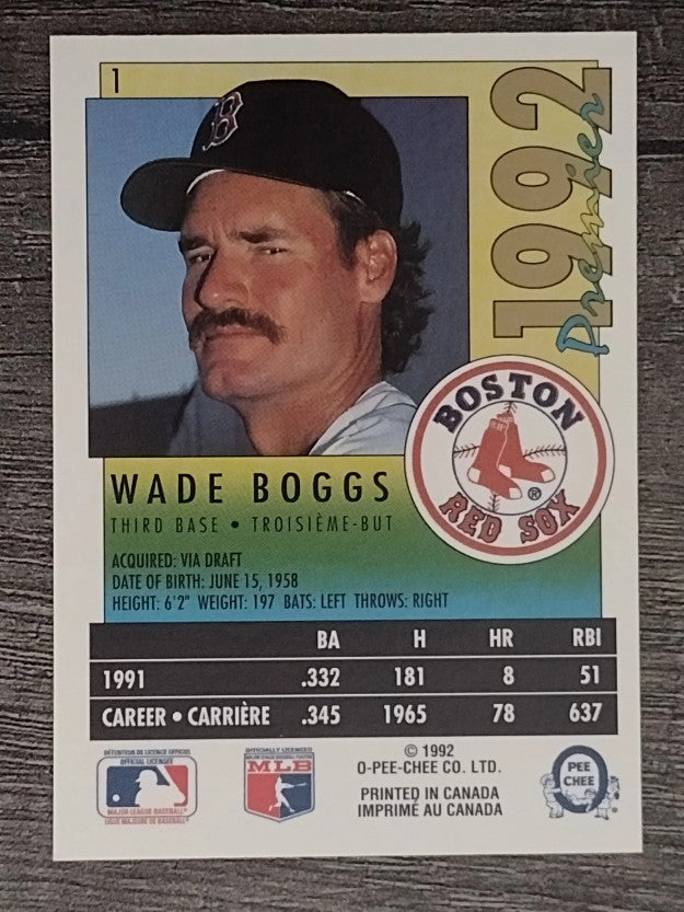 1992 O-Pee-Chee Premier #1 Wade Boggs