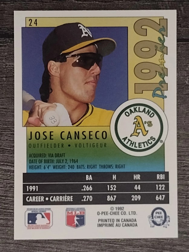 1992 O-Pee-Chee Premier #24 Jose Canseco