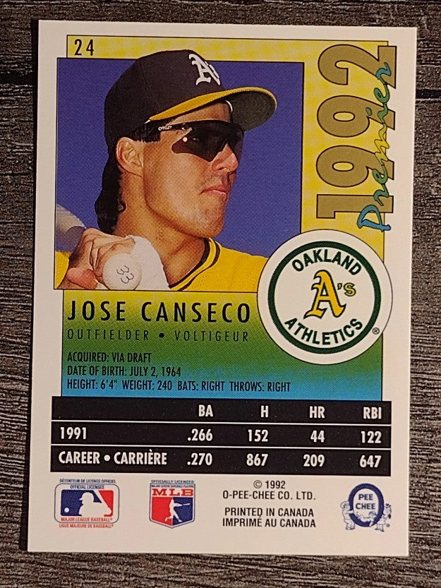 1992 O-Pee-Chee Premier #24 Jose Canseco