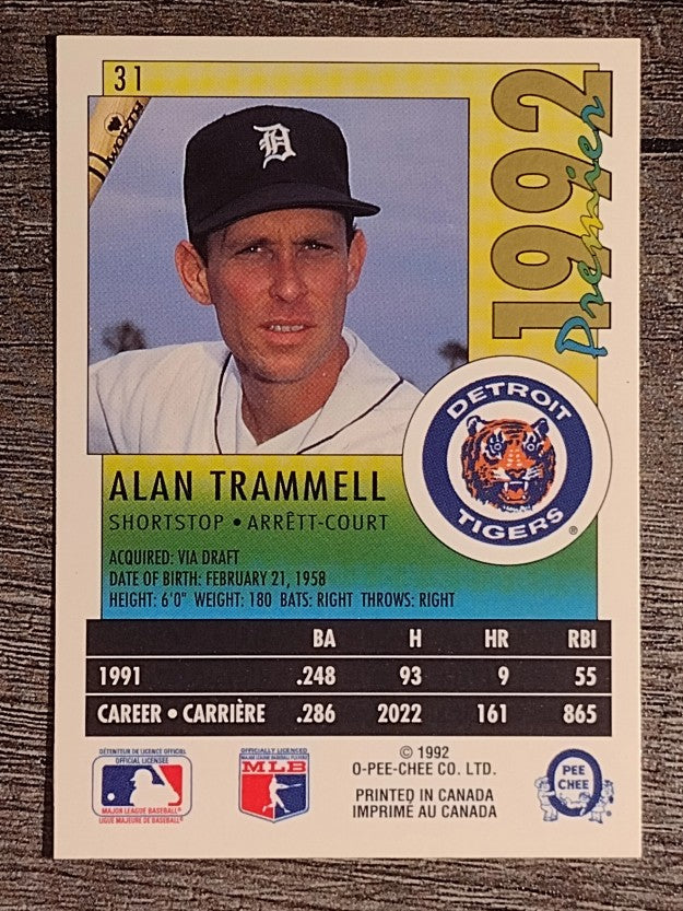 1992 O-Pee-Chee Premier #31 Alan Trammell