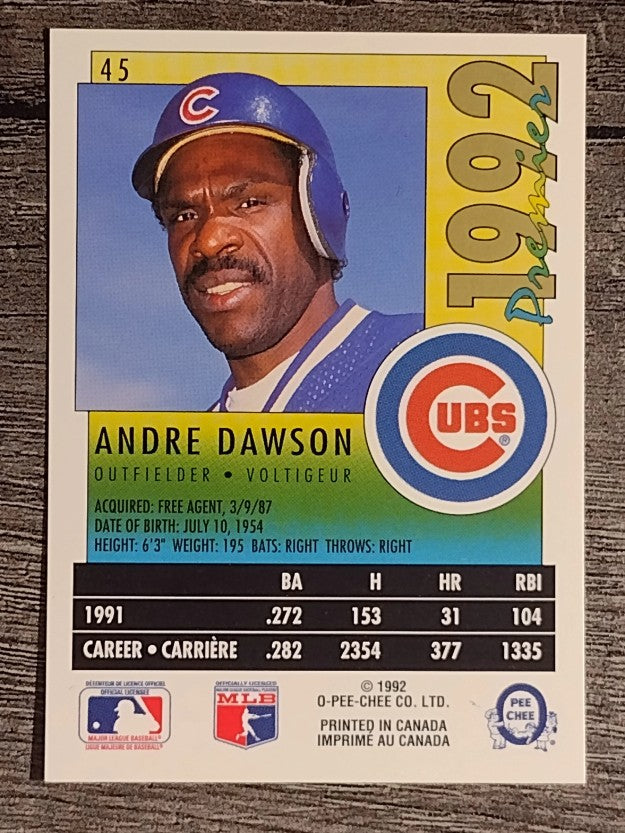 1992 O-Pee-Chee Premier #45 Andre Dawson