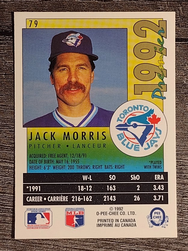 1992 O-Pee-Chee Premier #79 Jack Morris