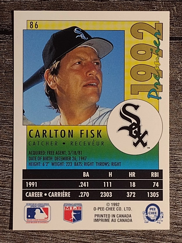 1992 O-Pee-Chee Premier #86 Carlton Fisk
