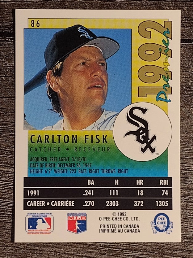 1992 O-Pee-Chee Premier #86 Carlton Fisk