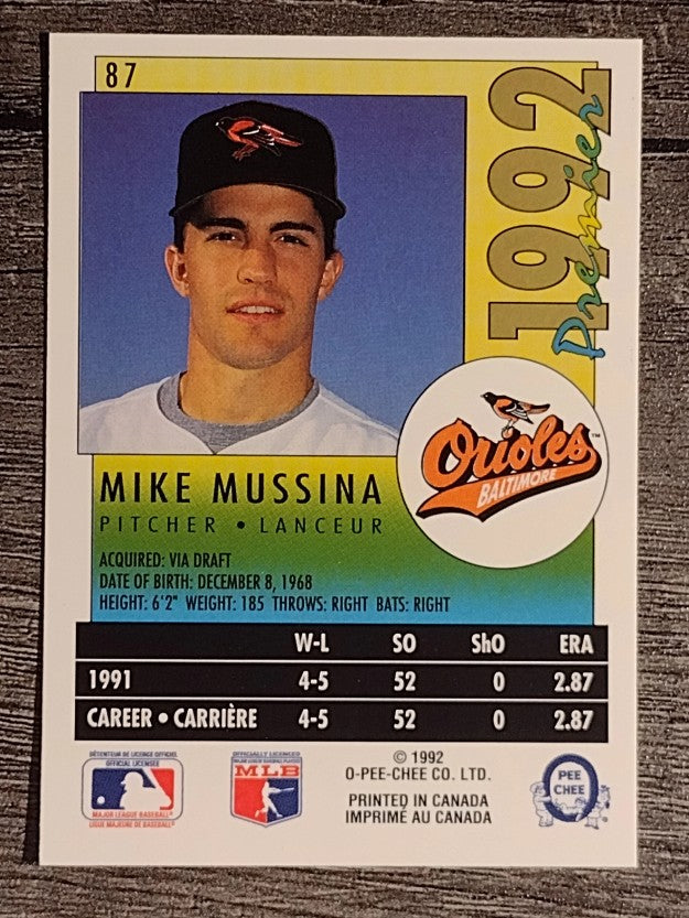 1992 O-Pee-Chee Premier #87 Mike Mussina