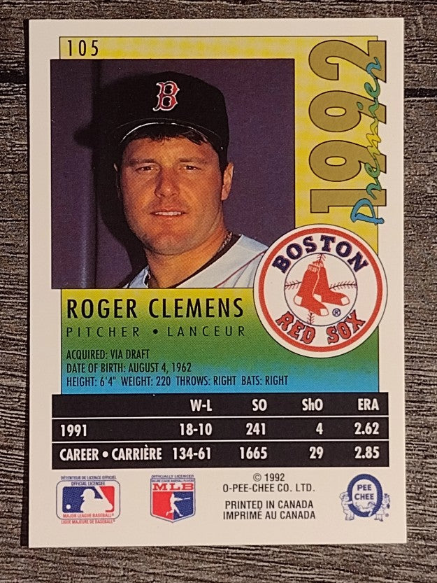 1992 O-Pee-Chee Premier #105 Roger Clemens