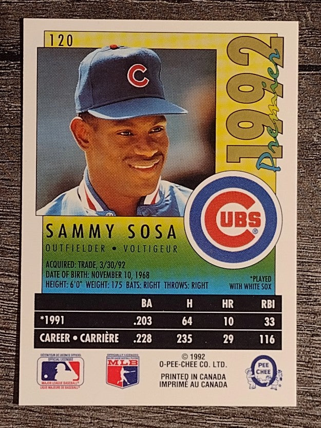 1992 O-Pee-Chee Premier #120 Sammy Sosa