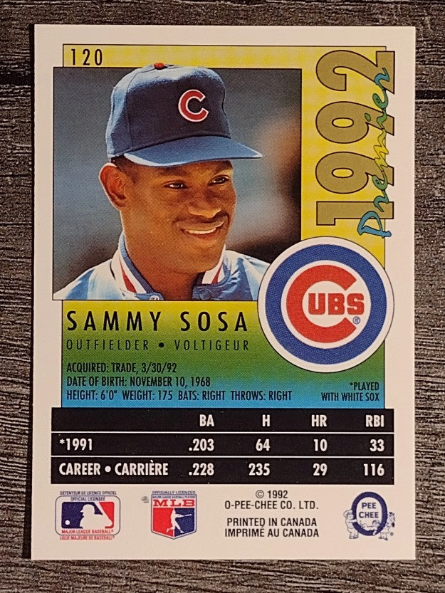 1992 O-Pee-Chee Premier #120 Sammy Sosa
