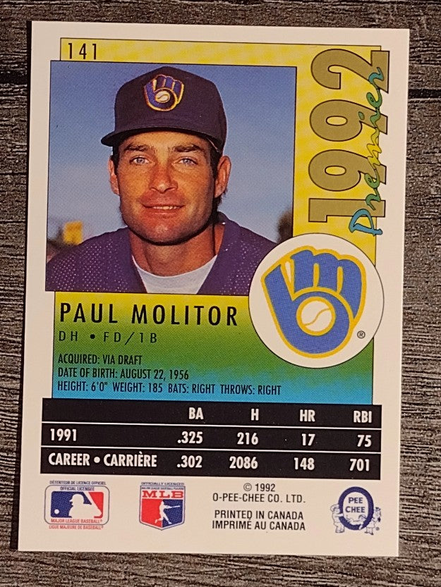 1992 O-Pee-Chee Premier #141 Paul Molitor