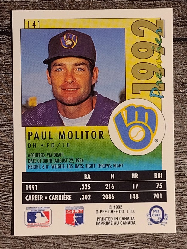 1992 O-Pee-Chee Premier #141 Paul Molitor