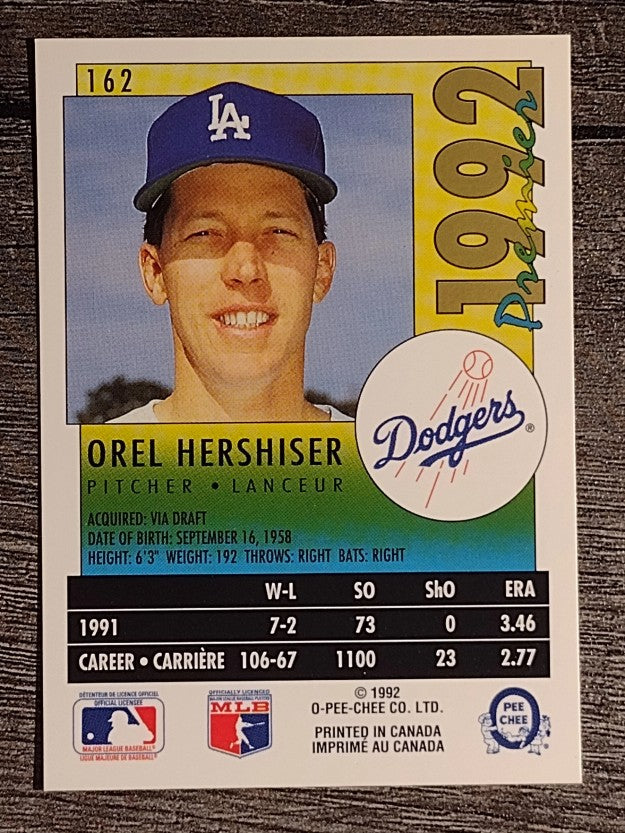 1992 O-Pee-Chee Premier #162 Orel Hershiser