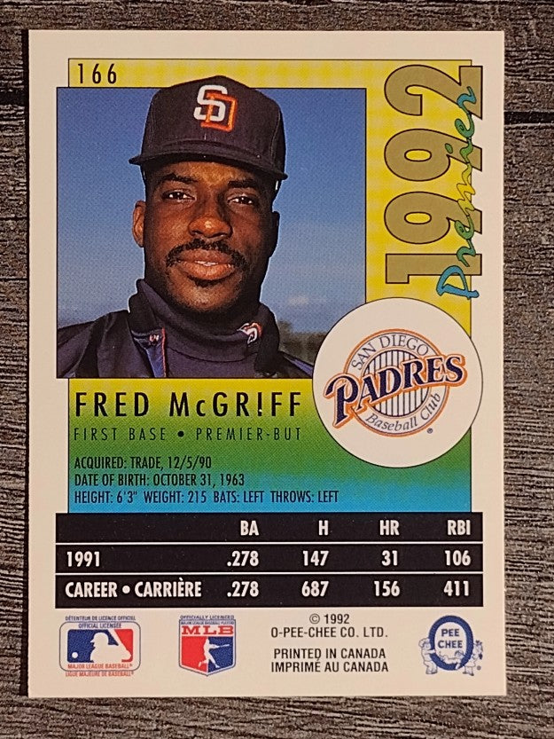 1992 O-Pee-Chee Premier #166 Fred McGriff