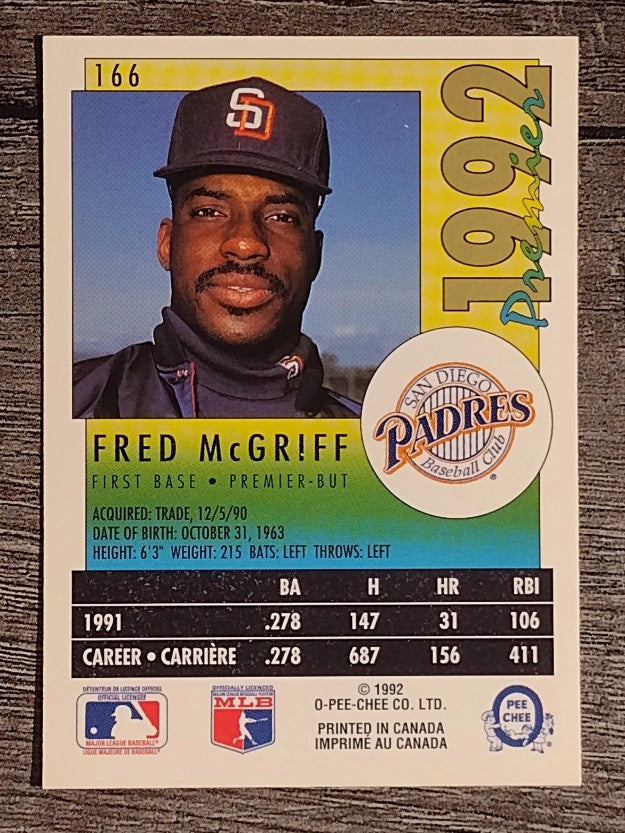 1992 O-Pee-Chee Premier #166 Fred McGriff