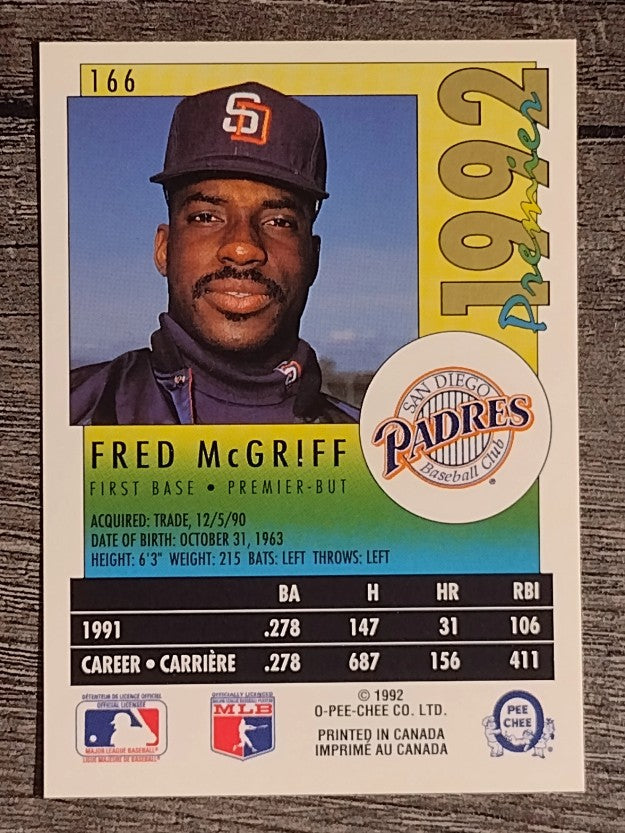 1992 O-Pee-Chee Premier #166 Fred McGriff
