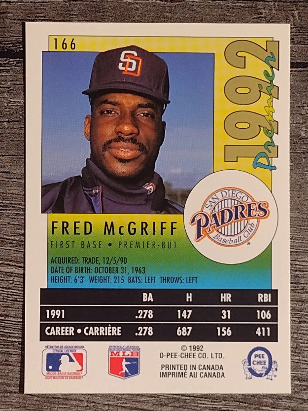 1992 O-Pee-Chee Premier #166 Fred McGriff