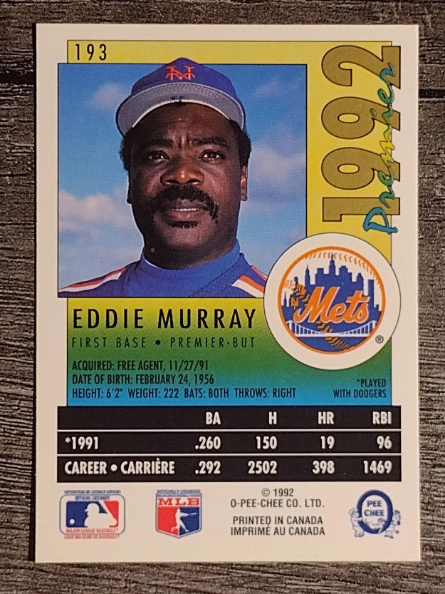 1992 O-Pee-Chee Premier #193 Eddie Murray