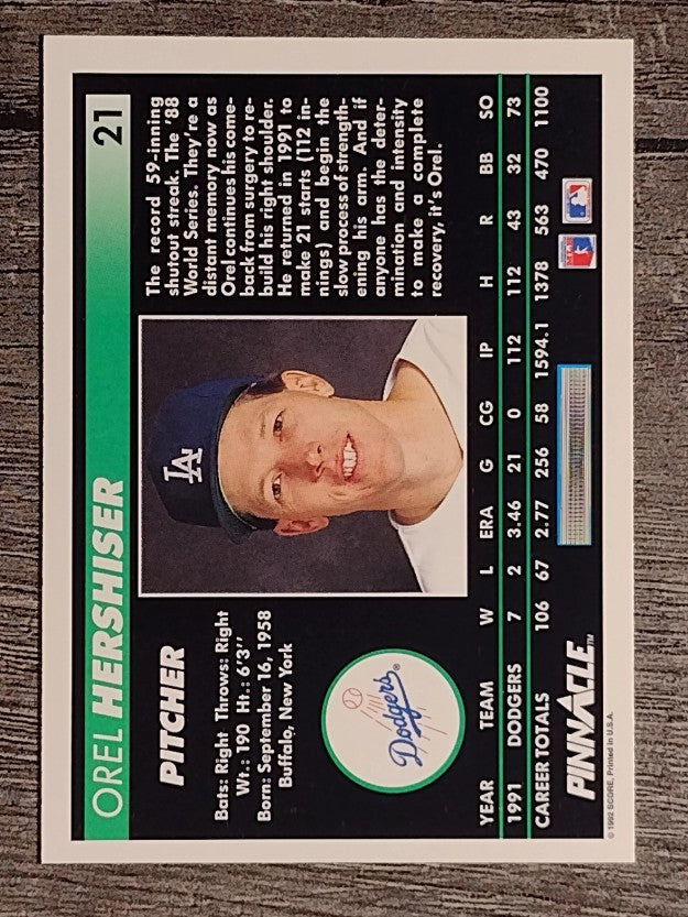 1992 Pinnacle #21 Orel Hershiser