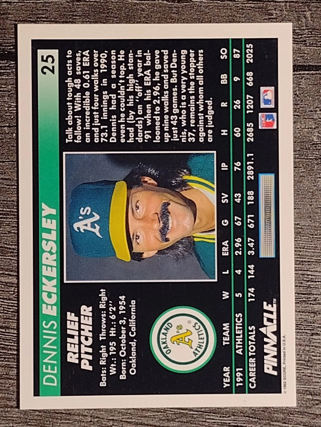 1992 Pinnacle #25 Dennis Eckersley