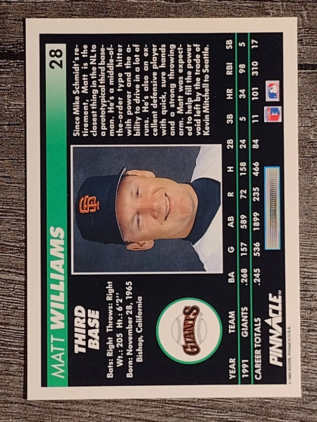 1992 Pinnacle #28 Matt Williams