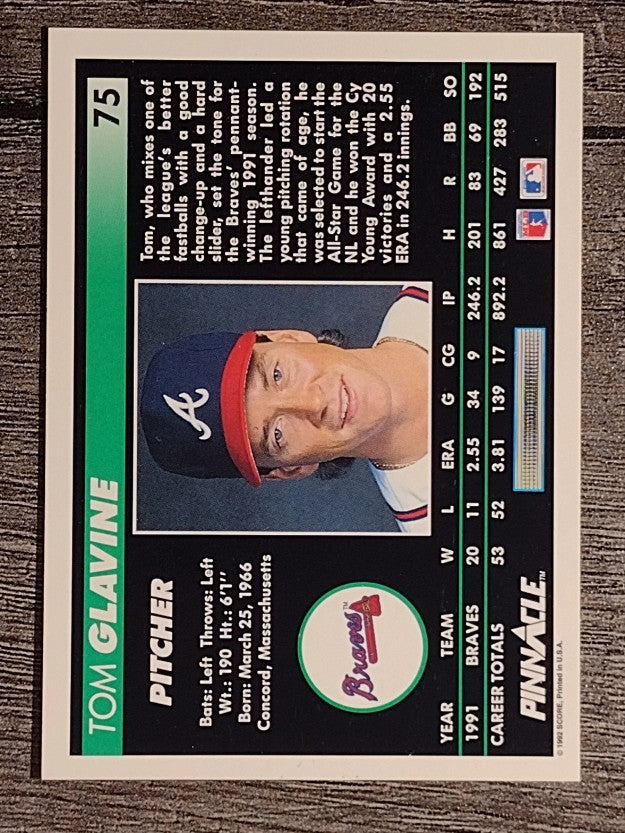 1992 Pinnacle #75 Tom Glavine