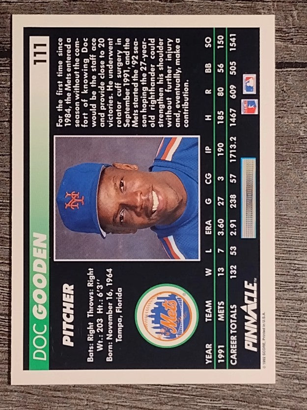 1992 Pinnacle #111 Dwight Gooden
