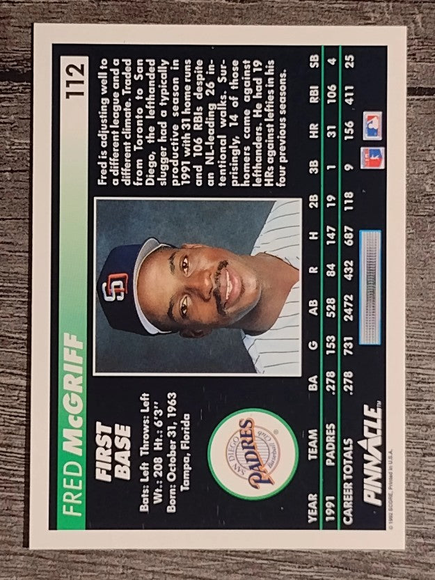 1992 Pinnacle #112 Fred McGriff