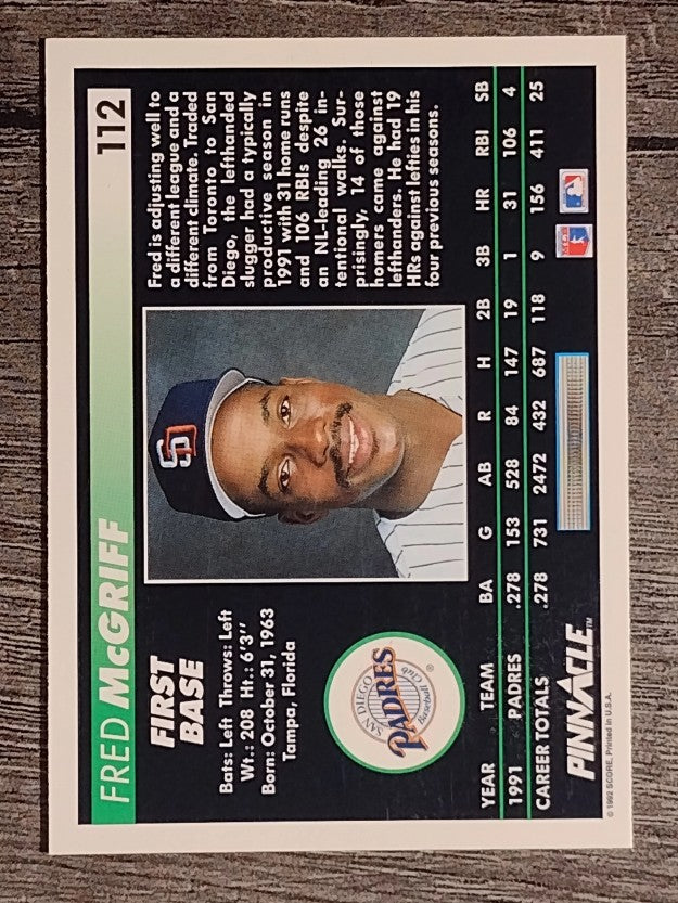 1992 Pinnacle #112 Fred McGriff