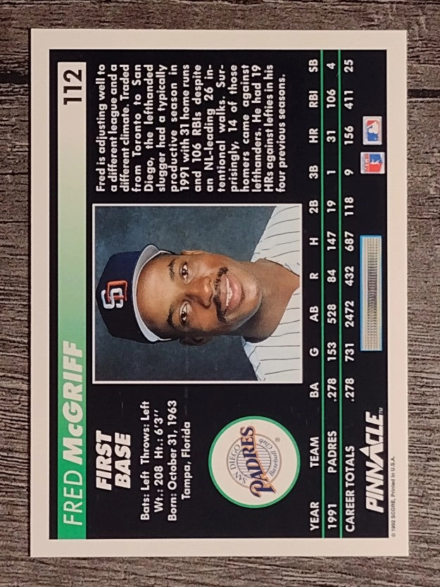 1992 Pinnacle #112 Fred McGriff