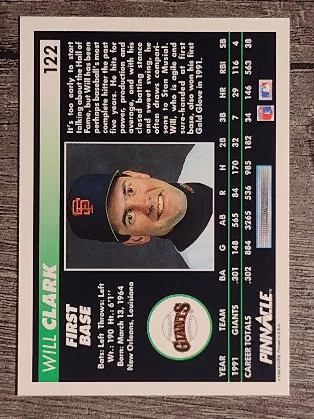 1992 Pinnacle #122 Will Clark