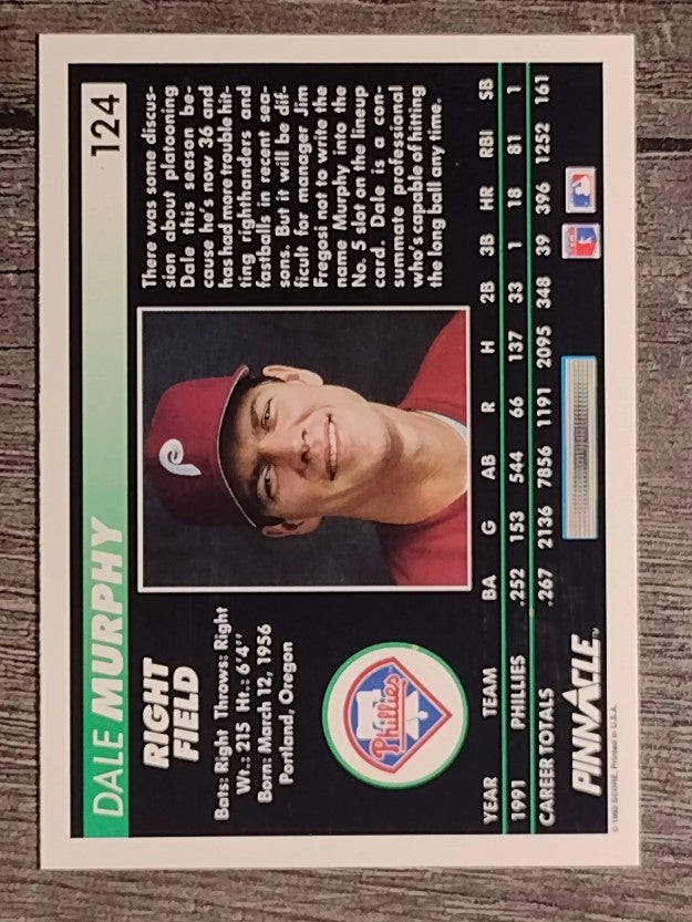 1992 Pinnacle #124 Dale Murphy