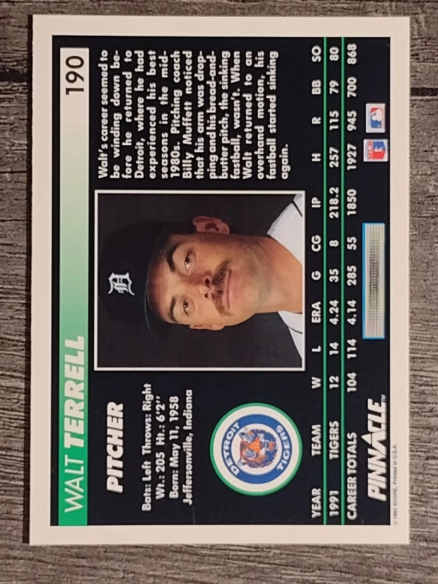 1992 Pinnacle #190 Walt Terrell