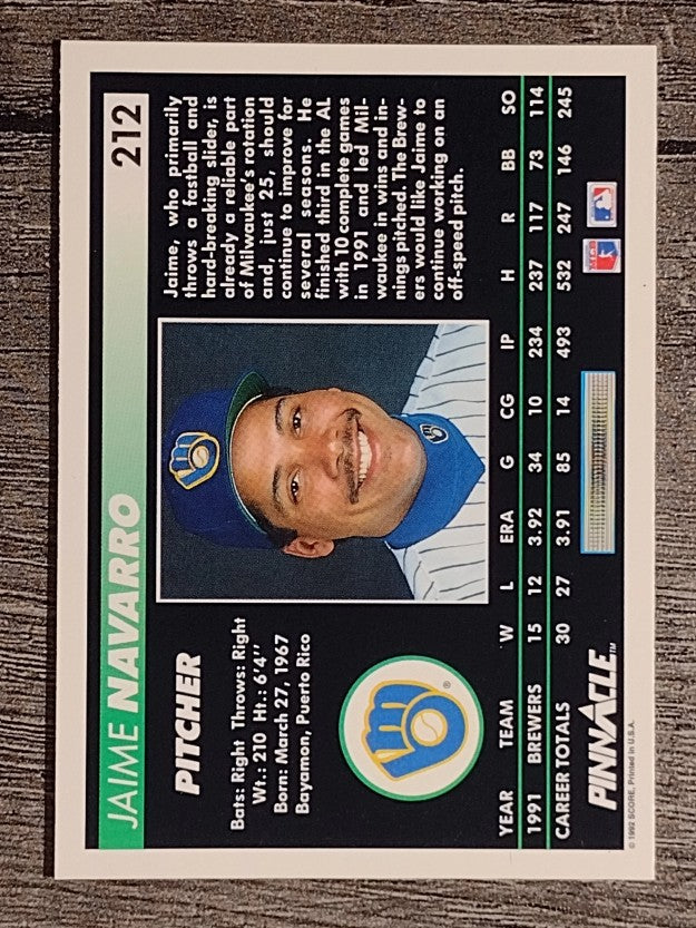 1992 Pinnacle #212 Jaime Navarro