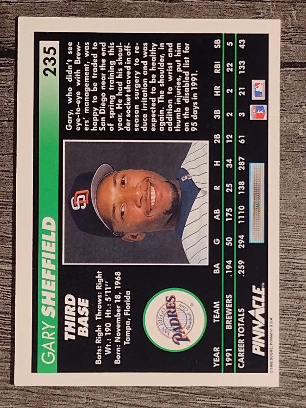1992 Pinnacle #235 Gary Sheffield