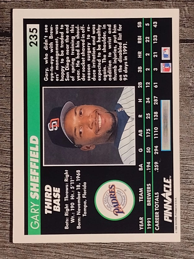1992 Pinnacle #235 Gary Sheffield