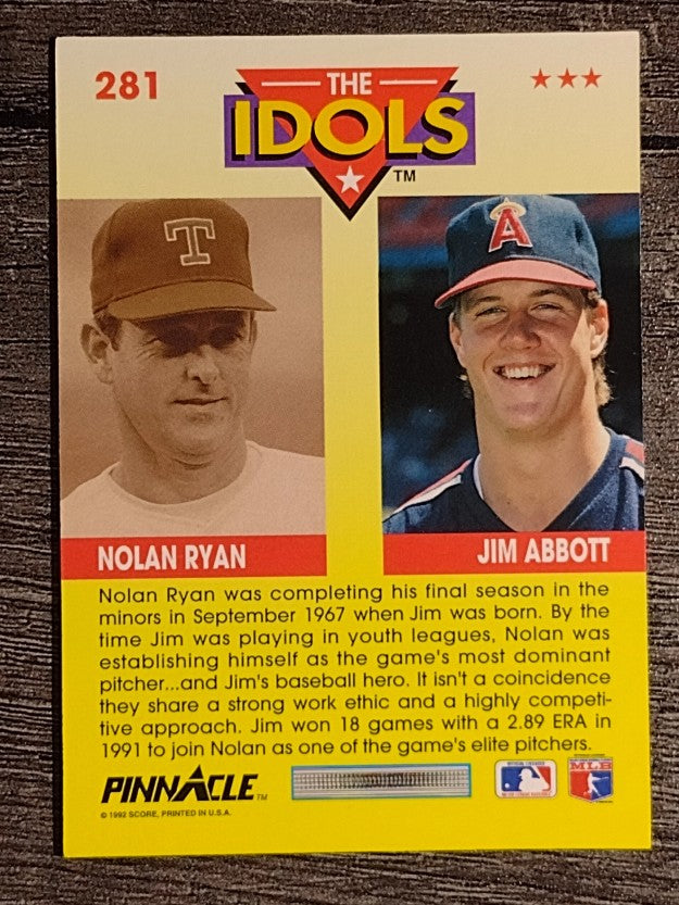 1992 Pinnacle #281 Jim Abbott I/Nolan Ryan