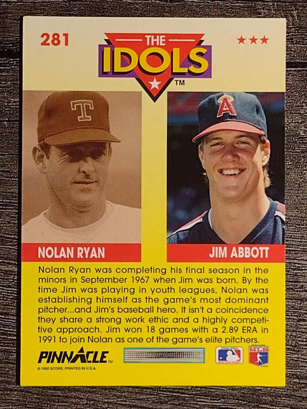 1992 Pinnacle #281 Jim Abbott I/Nolan Ryan