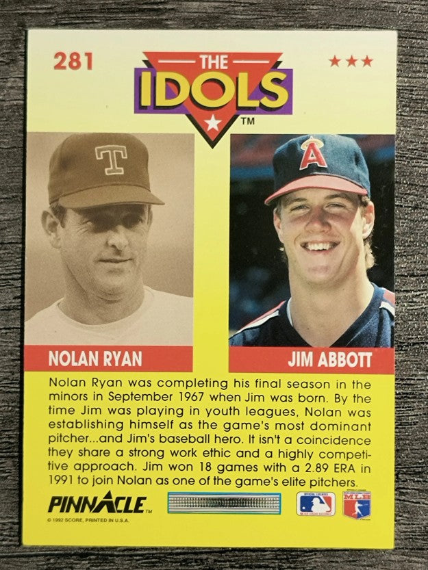 1992 Pinnacle #281 Jim Abbott I/Nolan Ryan