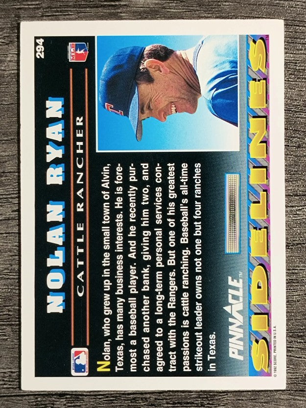 1992 Pinnacle #294 Nolan Ryan SIDE