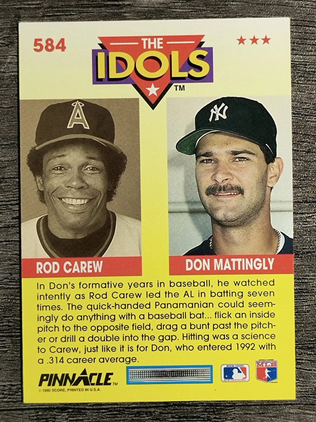 1992 Pinnacle #584 Don Mattingly/Rod Carew IDOLS