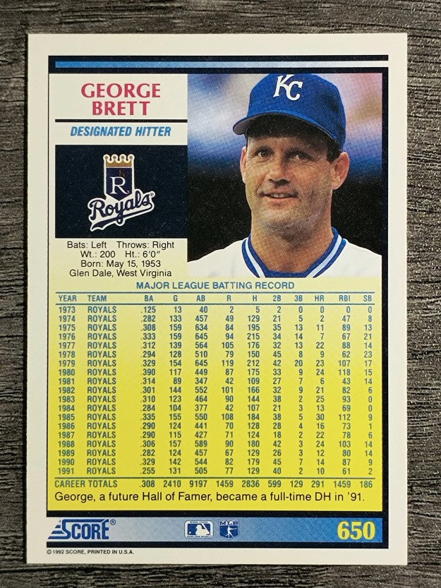 1992 Score #650 George Brett