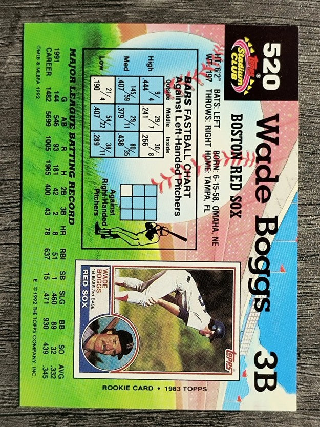 1992 Stadium Club #520 Wade Boggs